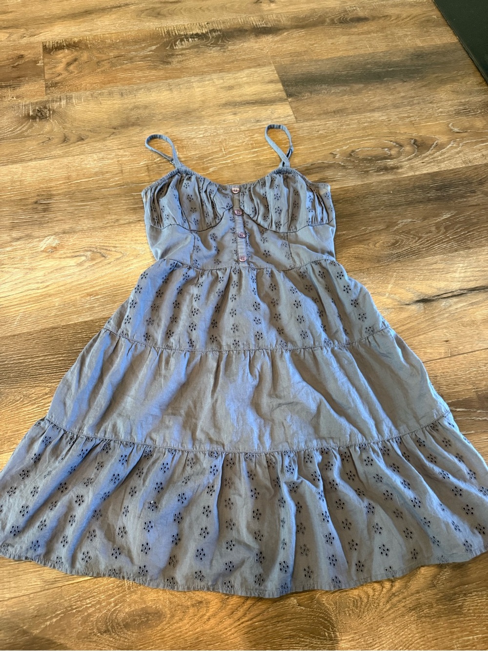 Hollister Blue Eyelet Tiered Sundress - Lightweight Summer Dress
